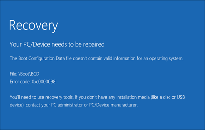 خطا bcd ویندوز